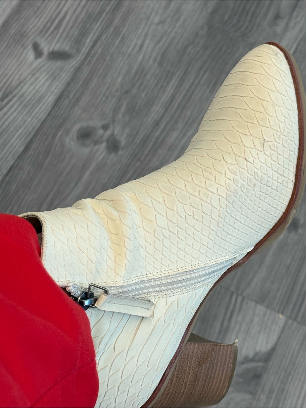 Altar'd State Cream Embossed Western Ankle Boots